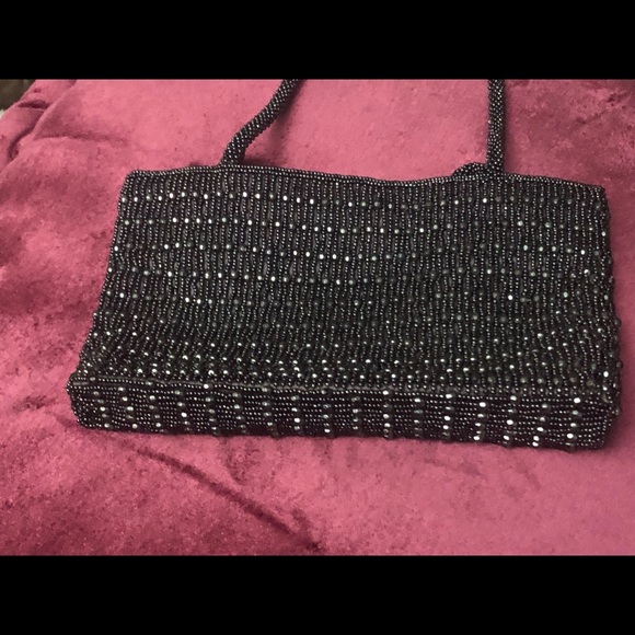 Hillard and Hanson Silver Beaded Mini Evening Bag - Picture 5 of 10